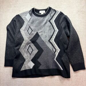 Vintage MURANO Men's 100% Wool Made in Italy Geometric Pattern Sweater‎ Size L